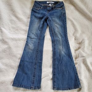 Calvin Klein Chloe Distressed Ultra Low Flare Leg Jeans, Sz 27